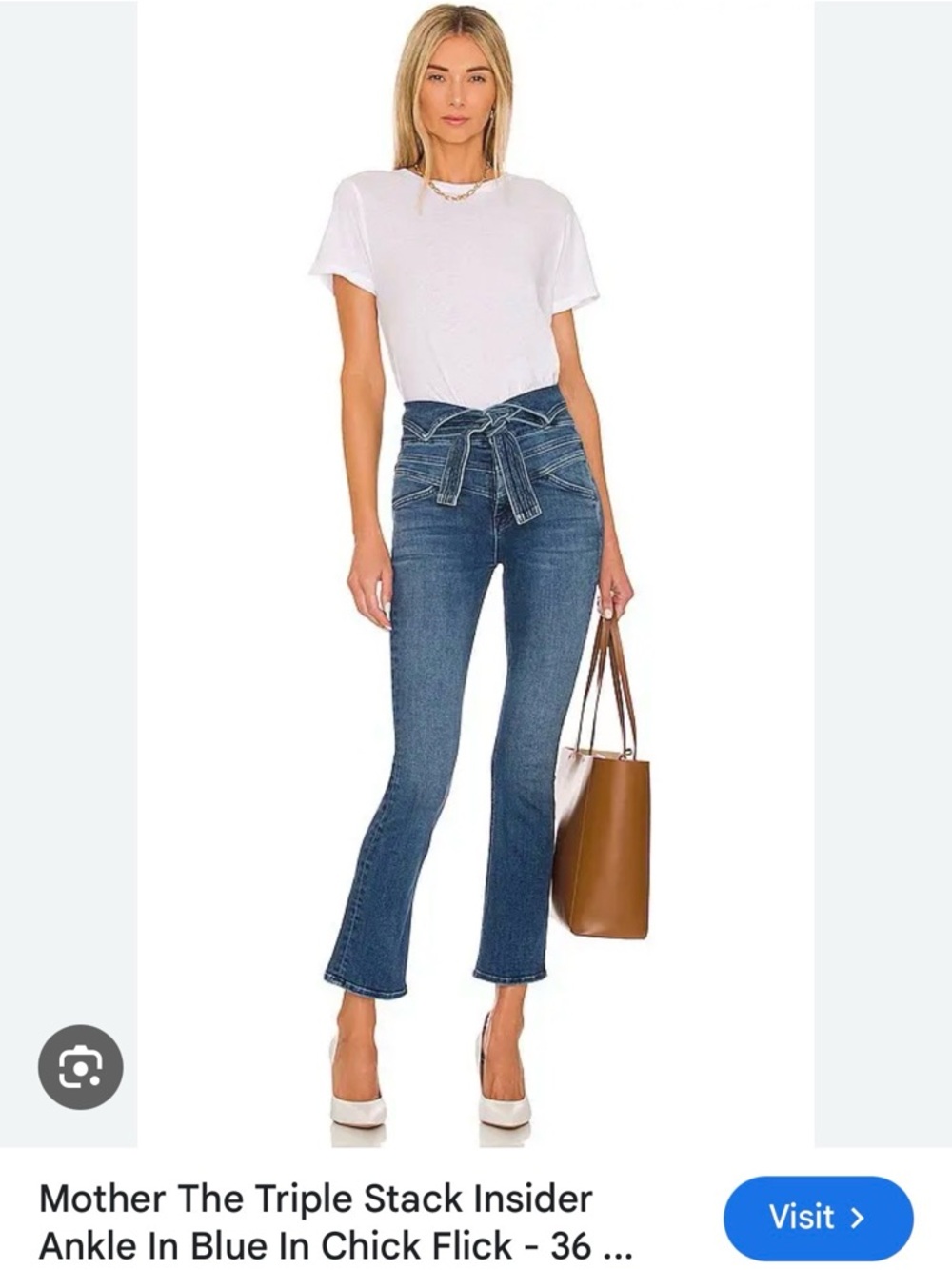 MOTHER Straight-Leg Jeans with Wrap-Tie Waist in Medium Blue